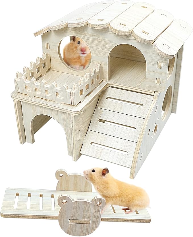 3-teiliges Hamster Spielzeug Set - Holz Schaukel, Brücke & Wippe Für Nager