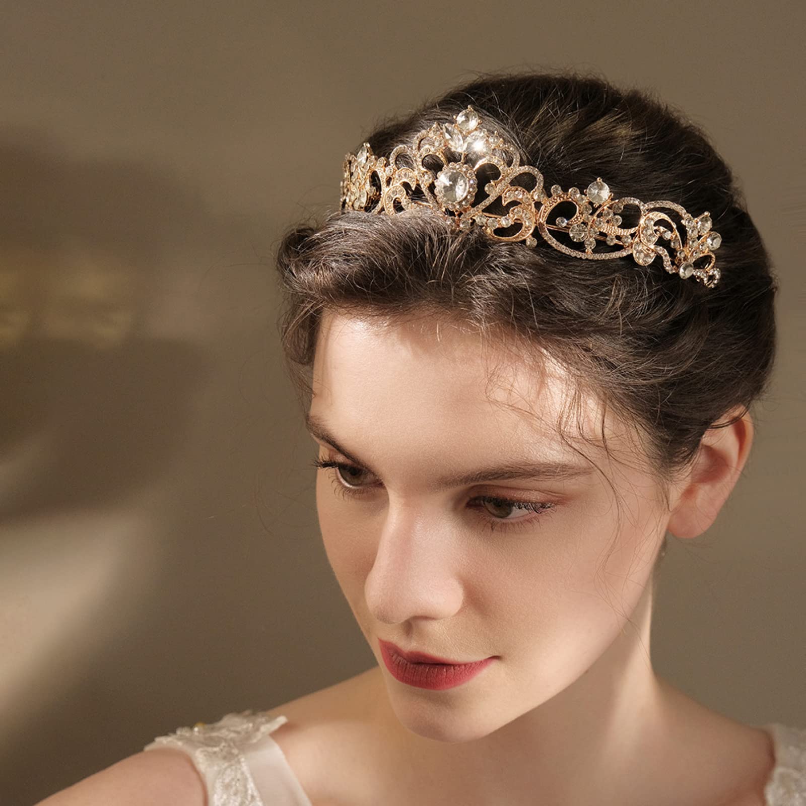 IETWATE Kroon Verjaardag Dames Meisjes: Volle Ronde Vintage Diadeem Goud, Kristal Prinsessenkroon, Glinsterende Verjaardagskroon Volwassen Meisjes, Kroon voor Taart voor Bruiloft Feest Bal
