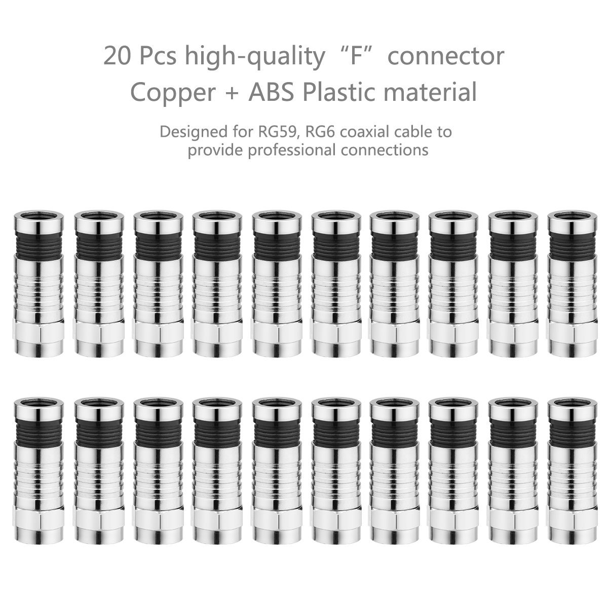 Preciva Coax Cable Crimper Tool Wire Stripper Tool Kit with Coax Cable Compression Tool, Cable Wire Stripper and 20PCS F Female Connectors(for RG6 Cable Only)