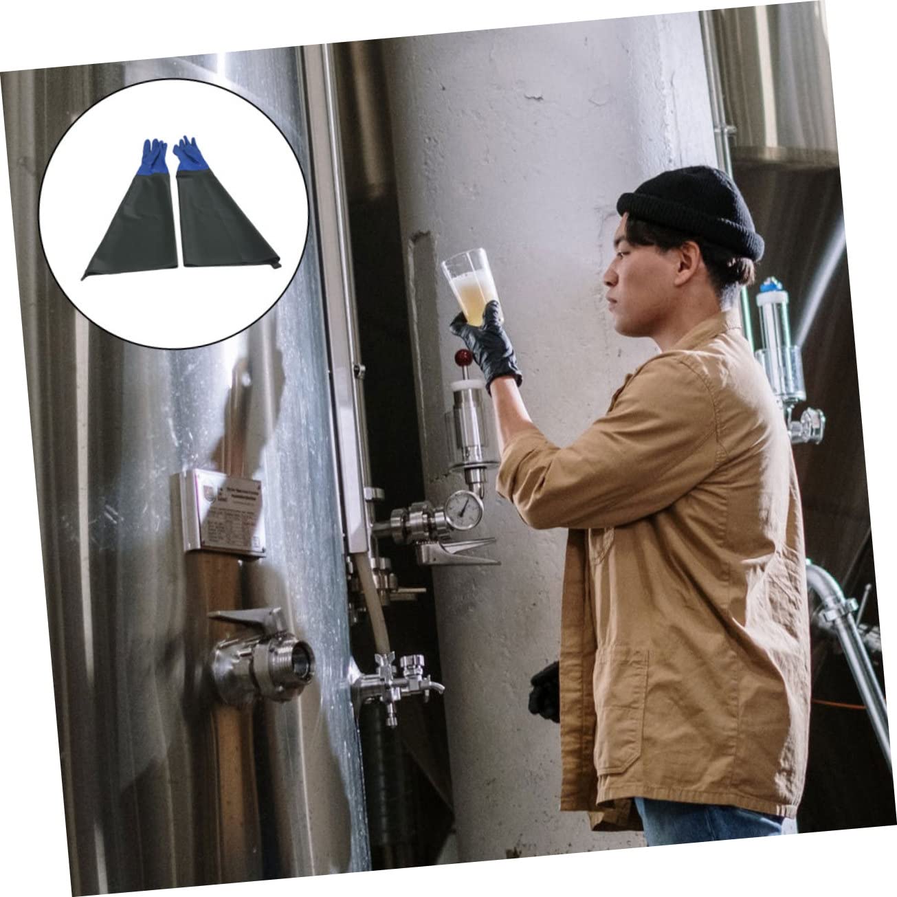 Sewroro Guantes de Goma Resistentes al Aceite y Ácidos con Recubrimiento PVC Antideslizante Extra Gruesos y Largos para Limpieza Industrial y Uso Seguro Trabajo Químico y Lavado de Platos