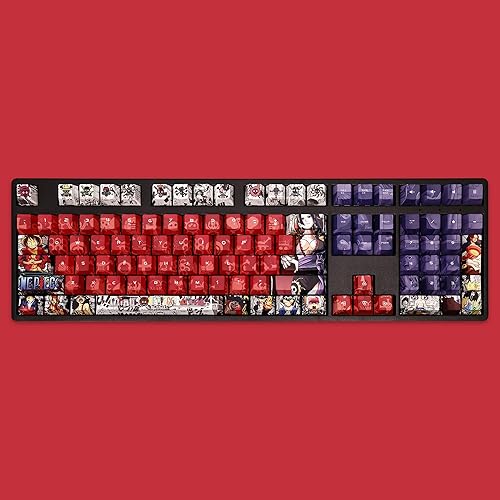 Miniatura 8 de FKZ Teclas de anime, PBT de 5 caras de sublimación de tinte de cereza de perfil, dibujos animados japoneses, juego de teclas personalizadas de 108