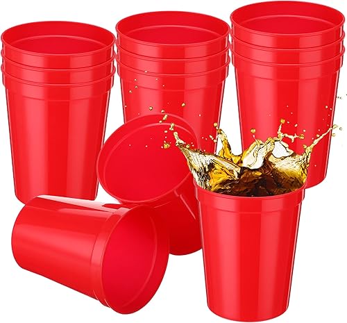 Yungyan Paquete de 12 vasos de plástico reutilizables para estadios de 16 onzas, vasos en blanco para fiestas, eventos, proyectos de bricolaje, 4.5