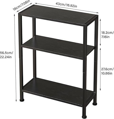 Miniatura 3 de Mesa auxiliar de 3 niveles, mesa auxiliar pequeña, mesa auxiliar de sofá para espacios estrechos, mesa auxiliar delgada, mesita de noche, mesita de