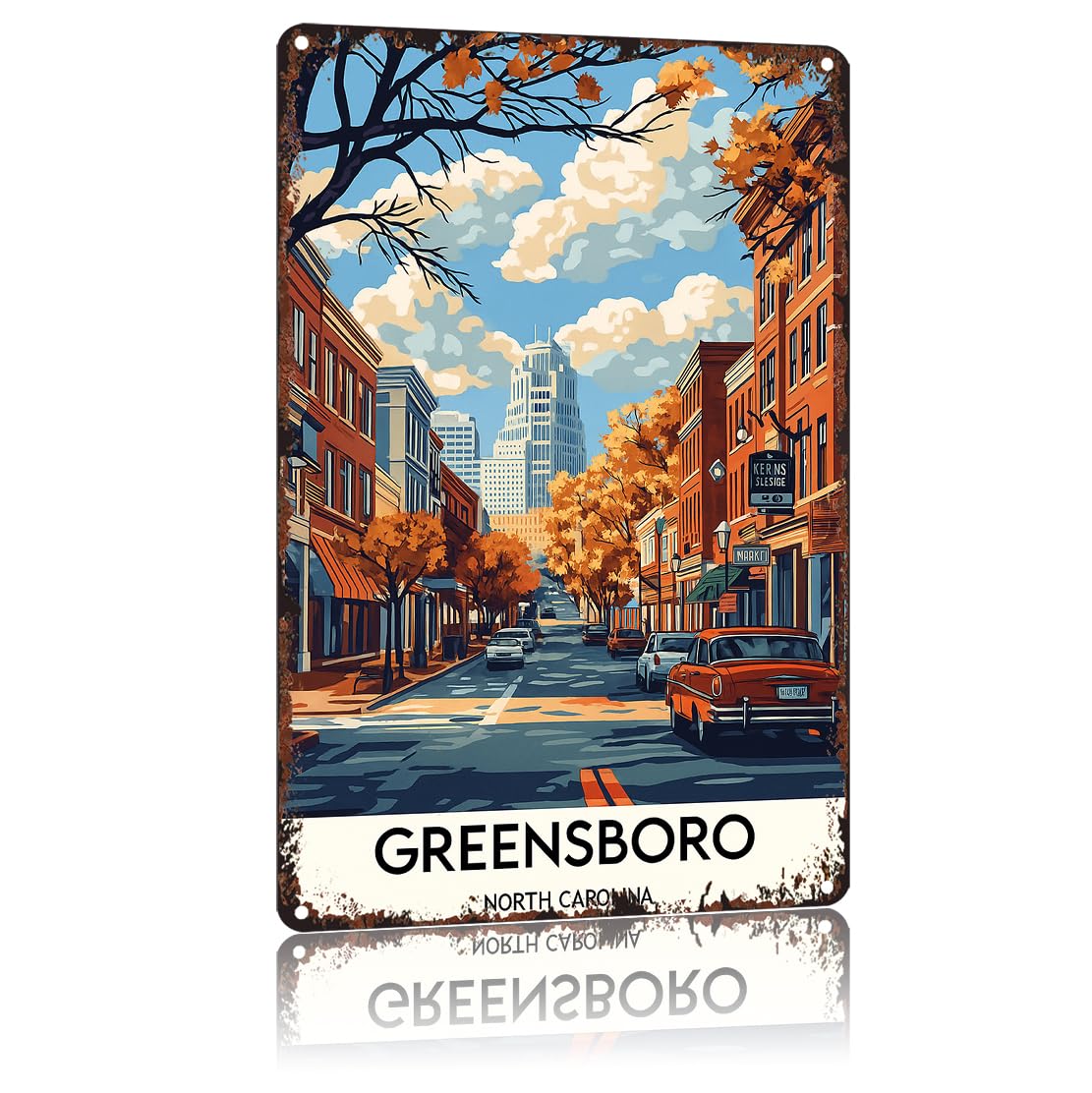 peiyeety Greensboro Poster Funny 8x12 Inch Aluminum Vintage Metal Tin Signs-For Living Room Kitchen Bedroom Patio Porch Men'S Nest Wall Decor