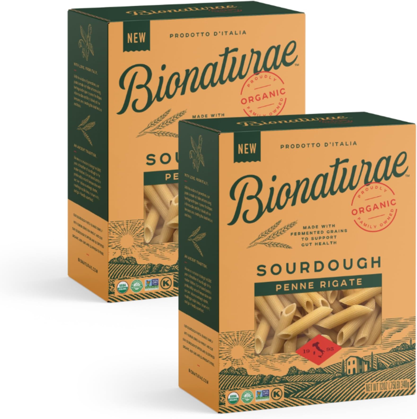 Bionaturae Sourdough Organic Penne Pasta - Organic Pasta, Pasta Penne, Pasta Noodles, Penne Pasta Noodles, Dried Pasta, Penne Noodles - 12 Ounce (Pack of 2)