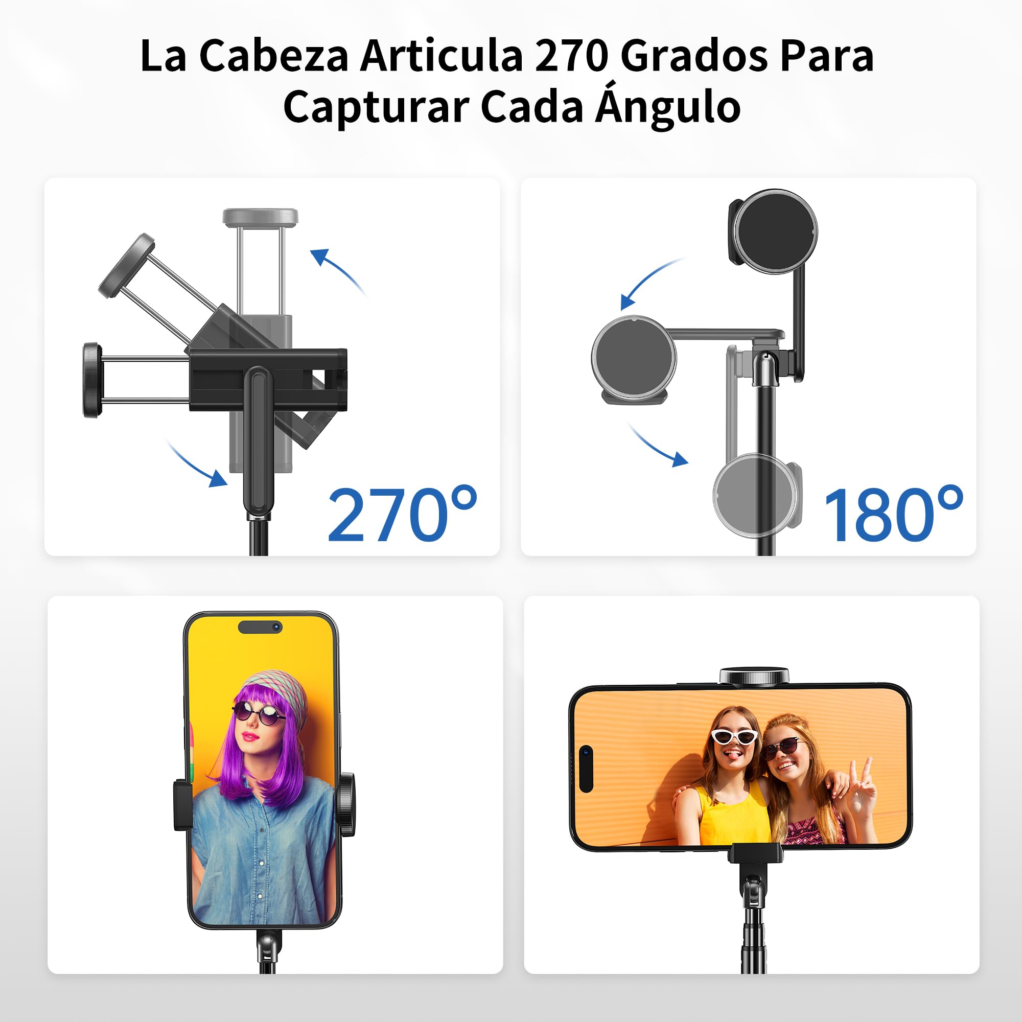 ATUMTEK Palo Selfie Trípode, Trípode Móvil 3 en 1 Extensible de Aluminio con Mando a Distancia Bluetooth Inalámbrico, Compatible con iPhone 17/16/15/14/13/12 mini/11 Pro y Smartphones Samsung, Negro