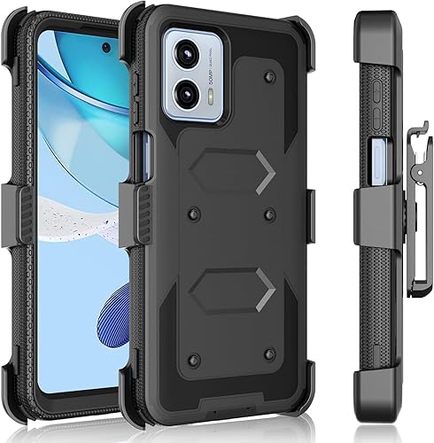 Tekcoo Funda para Motorola Moto G 5G  Solo 2023  XT2313 Tshell Protector de pantalla incorporado Clip de cinturón de bloqueo con función atril