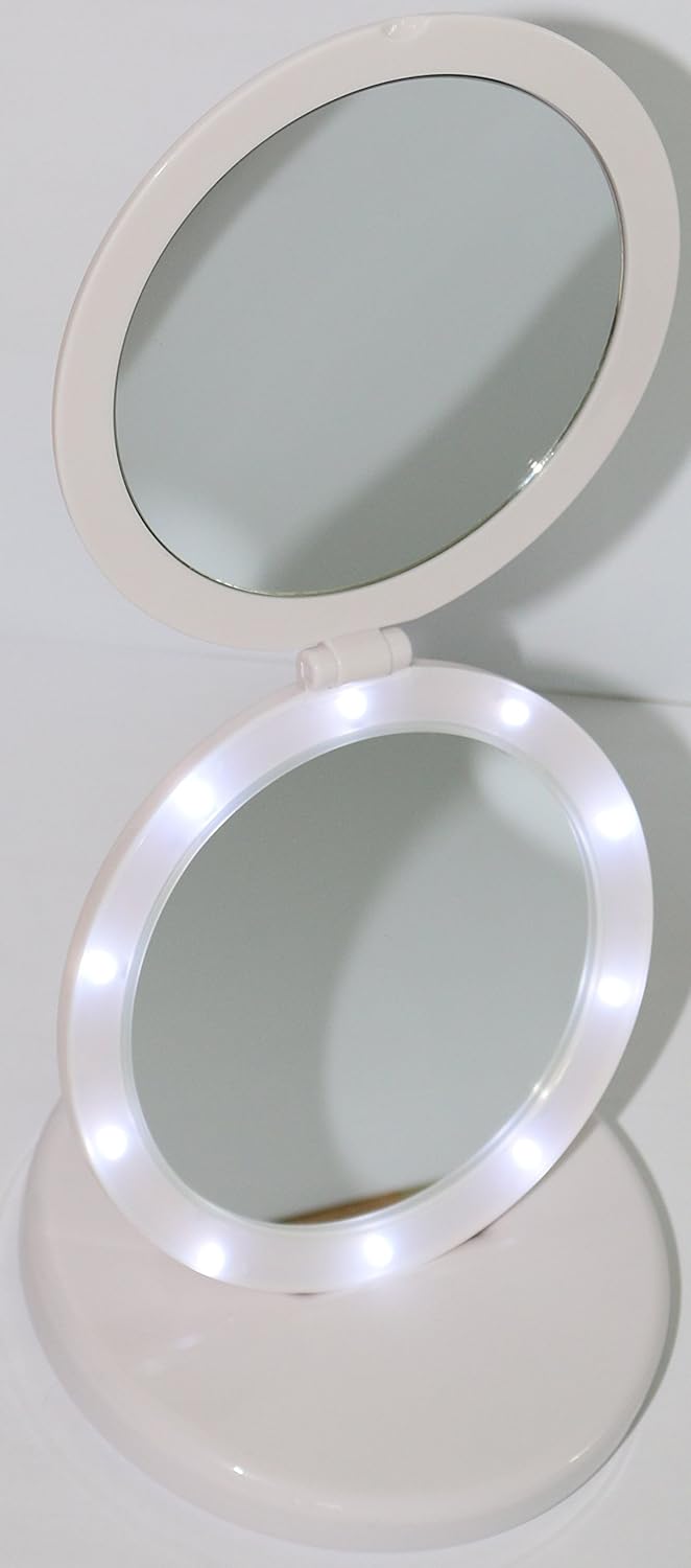 MBM WHITE LED LIGHTED TRAVEL MIRROR 5X MAGNIFICATION