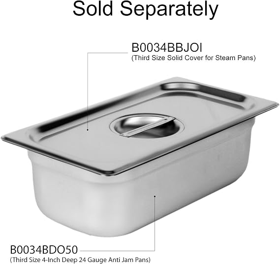 Excellante Third Size 4-Inch Deep 24 Gauge Anti Jam Pans