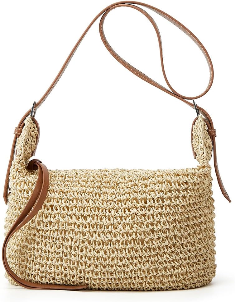 Straw tote bag for summer, handwoven with large capacity