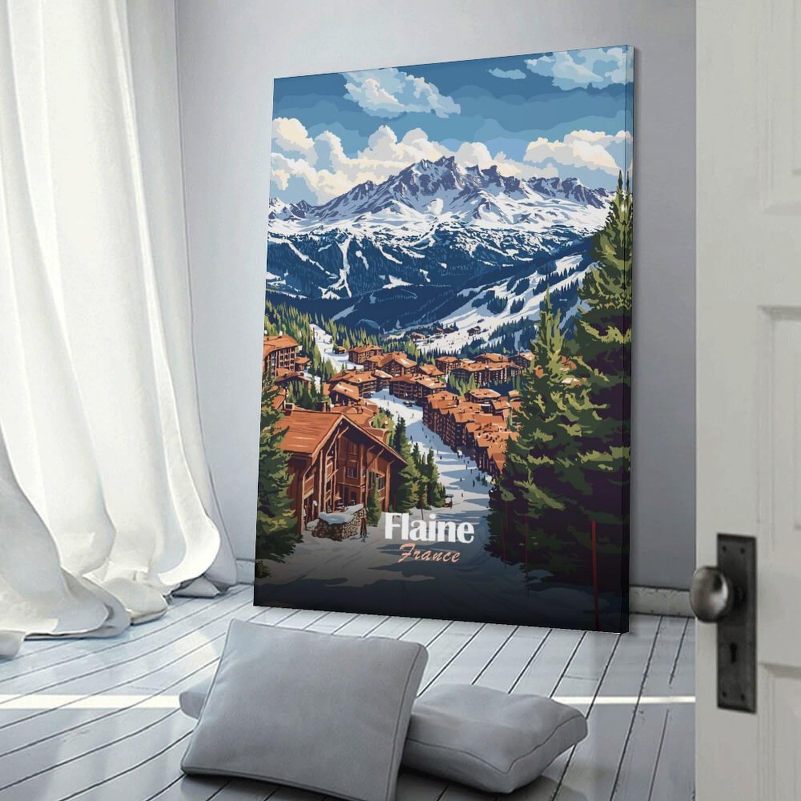 Junmoney Flaine, France Ski Resort Wall Picture Print, 24x36inch(60x90cm), for Art Walls, Layered Displays Or Homes, Home Wall Art for Statement Displays