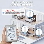 Weather Stations Indoor Outdoor Thermometer Wireless, 4.5 Inch Display Digital Hygrometer Thermometer Temperature Humidity Monitor with 330ft Range Sensor and Adjustable Backlight (White)