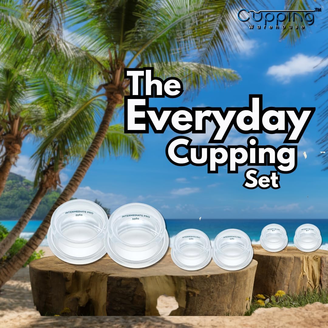 Cupping Warehouse Supreme 6 Intermediate Pro 5560 Silicone Cupping Set – 6 Cup Massage Therapy Kit for Beginners – Medical-Grade, Soft Cups for Pain Relief, Cellulite Reduction & Body Sculpting