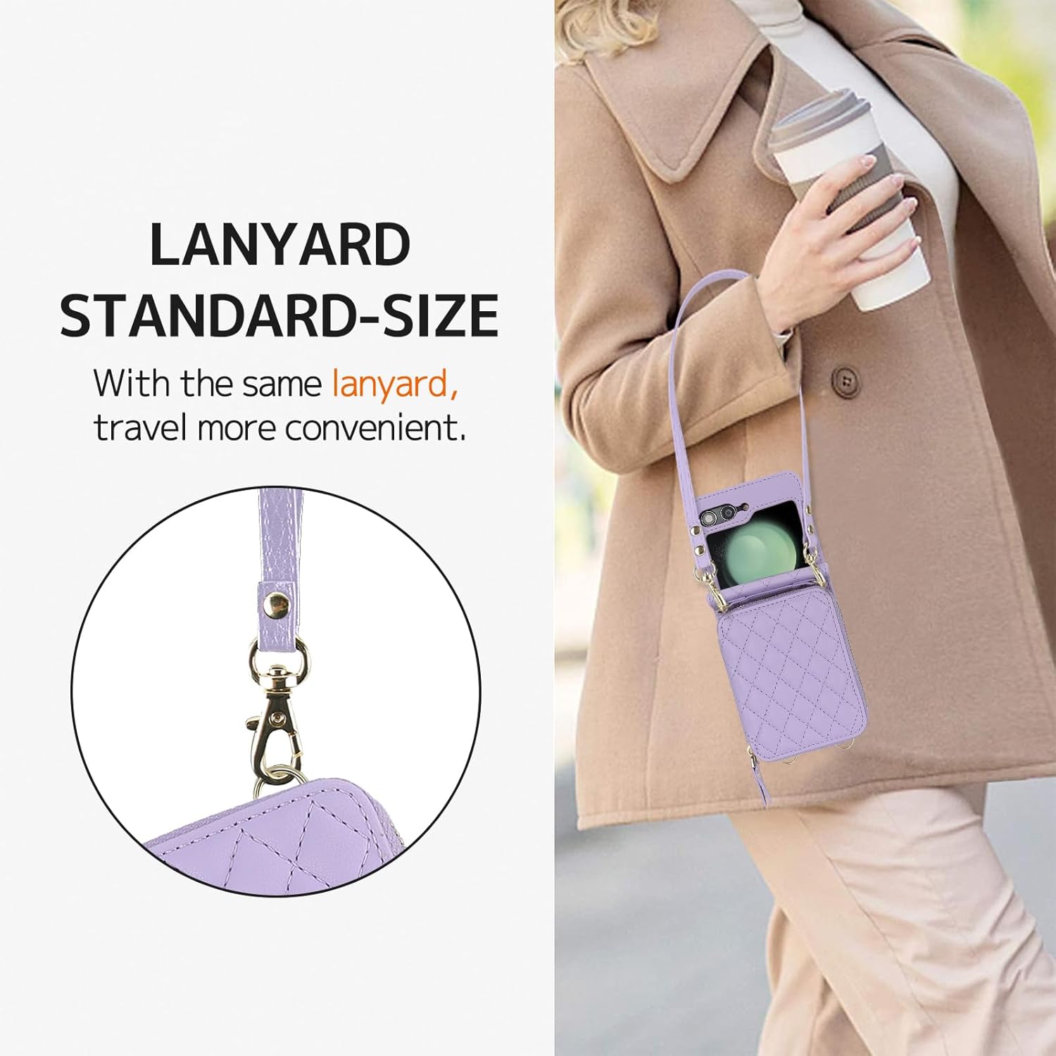 NINKI Compatible Samsung Galaxy Z Flip 5 Wallet Case Women,Cute Protective PU Leather Purse Cover Crossbody Lanyard for Galaxy Z Flip 5 5G Case for Samsung Z Flip 5 Phone Case with Card Holder Purple