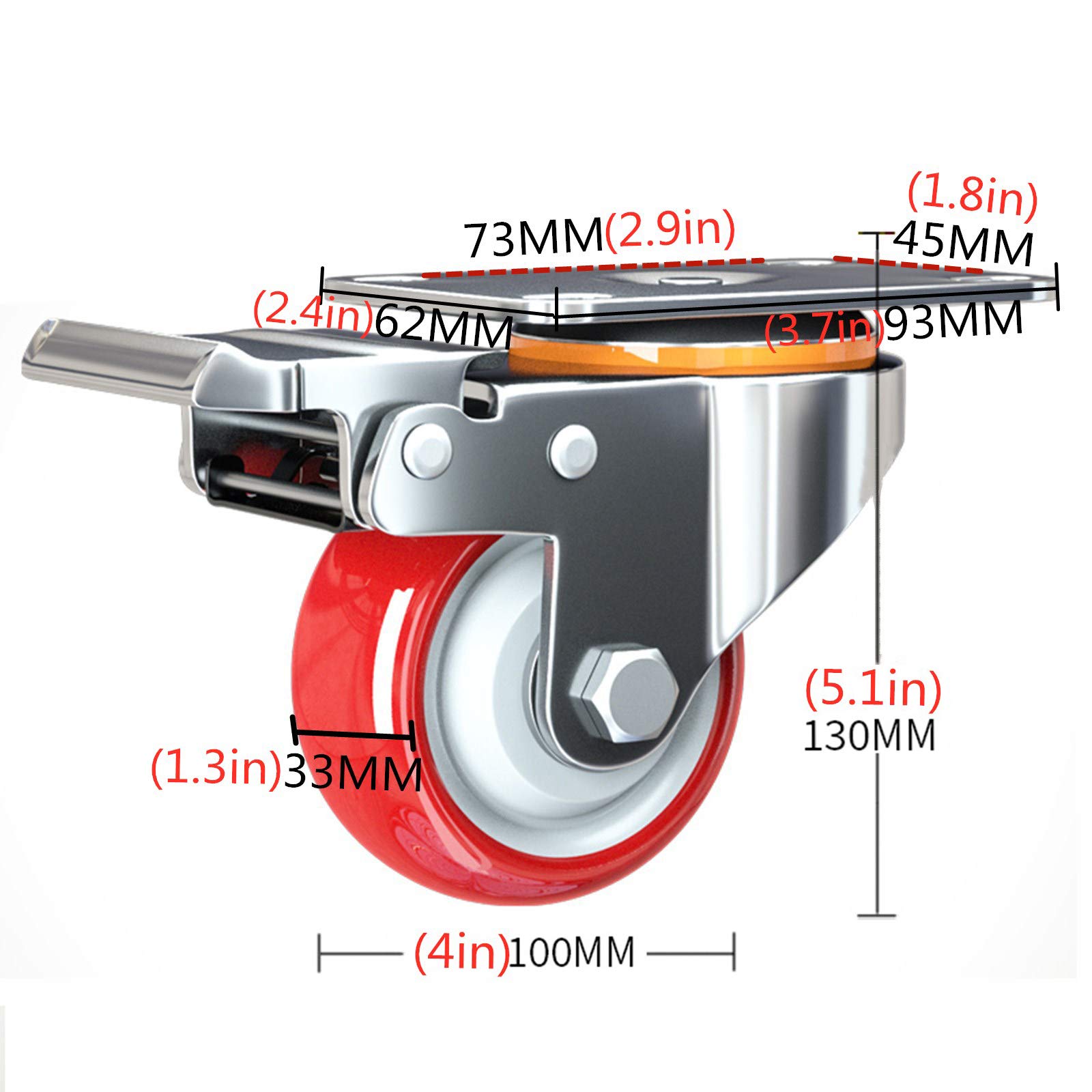 4Stk Mini Möbelrollen Lenkrollen Schraubmontage für Wagen | Lenkrollen Mini Möbelrollen, Schraubmontage Small Furniture Rollers for Cabinet Drawer Storage Bins, Belastbar, mit Bremse