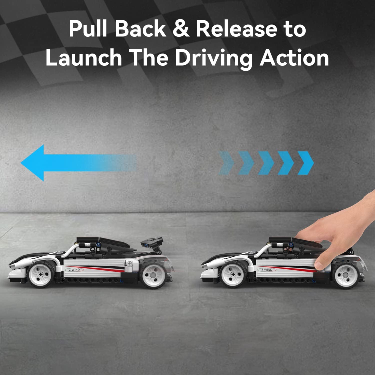 Illustration of the pull-back and release action