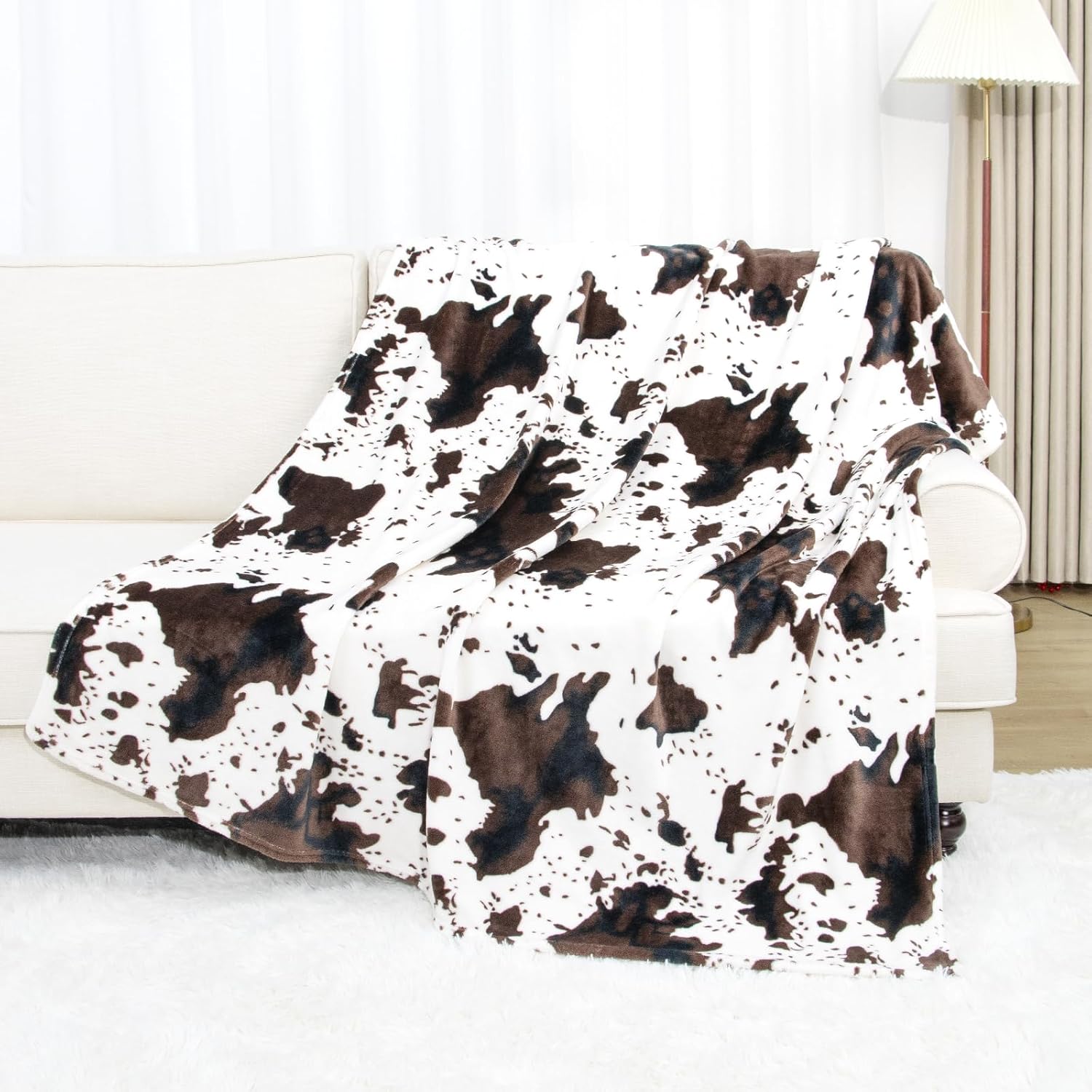 cow print Cow Blanket Twin Size Lightweight Cozy Soft Blanket Black and White Fuzzy Fleece Throw for Bed Couch Livingroom