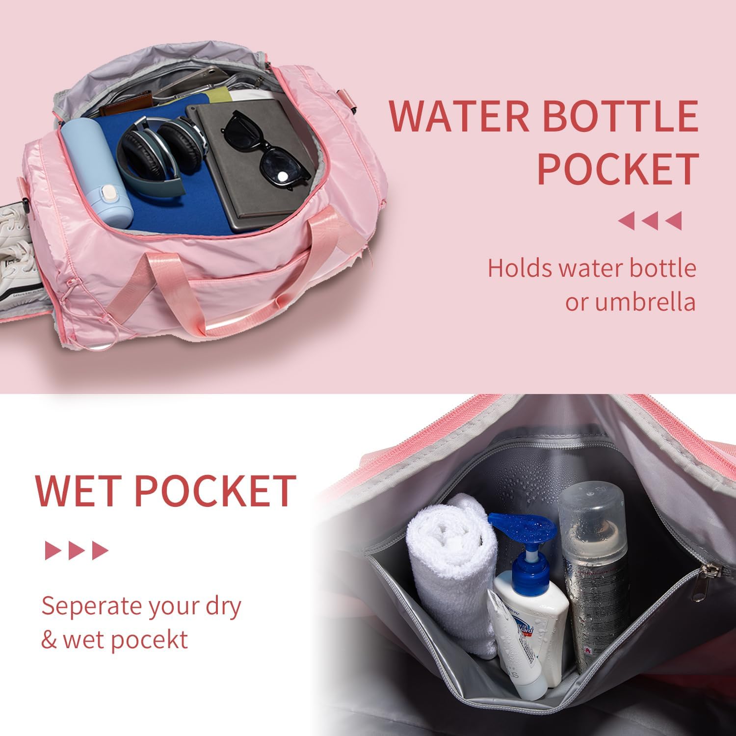 Gym Bag 36L Large Travel Duffel Bag For Men&Women Water-Resistant Sport Bags With Shoes Compartment Wet Pocket Heavy Duty Weekender Overnight Carry On Bag For Gym, Yoga, Swim, Travel - Image 3