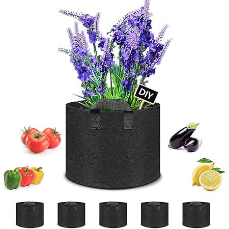 Amazon Famido 不織布プランター 2ガロン 5個セット 5点カード付き プランター おしゃれ 植木鉢 7号鉢 透水性 通気性が良い 持ち手付き 布鉢 栽培袋 観葉植物 野菜栽培 寄せ植え 室外用 容量2ガロン 直径 深さ Famido 家電 カメラ