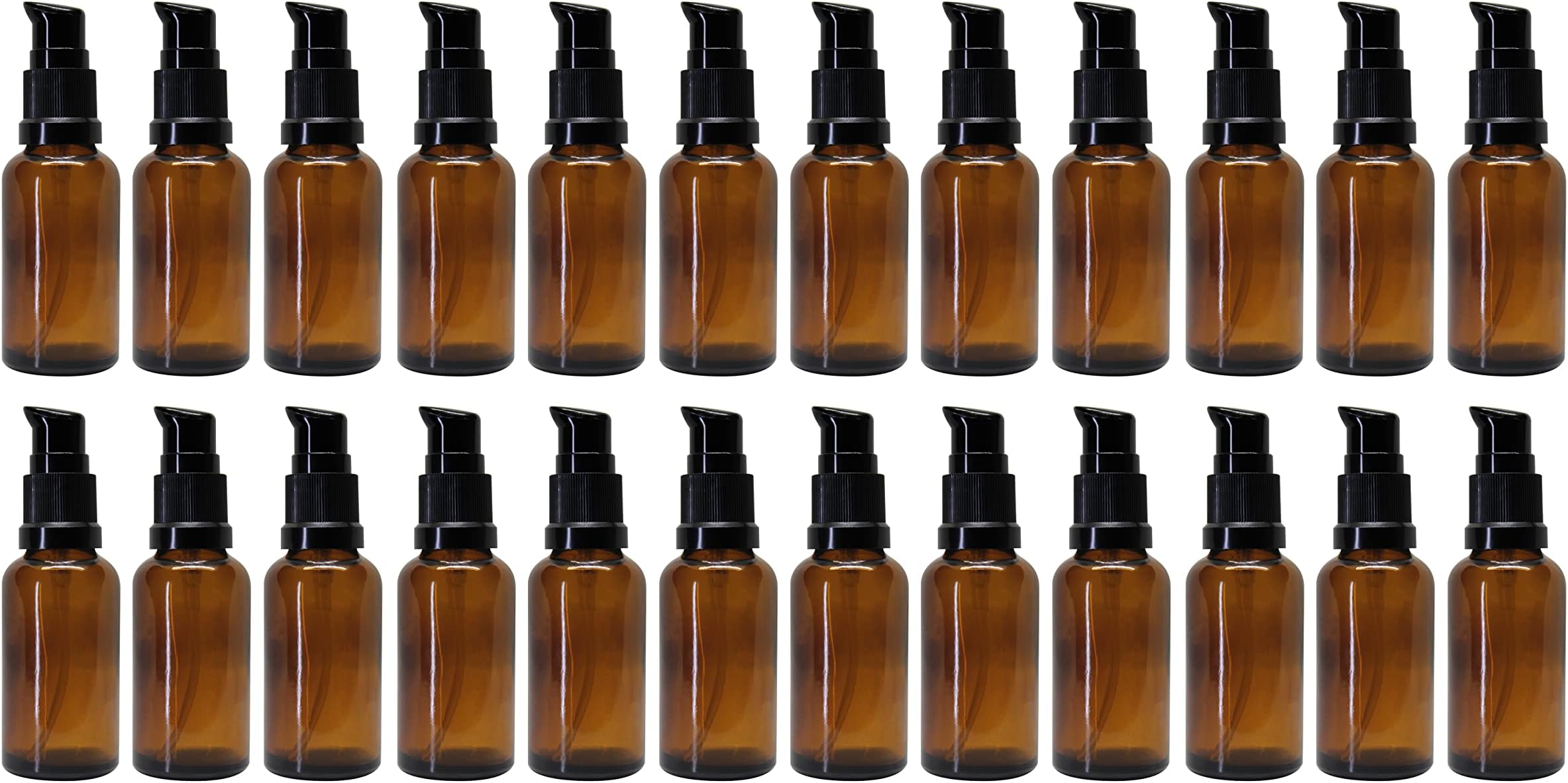 nsb herbalsnsb herbals 30 ML Amber Color Round Empty Glass Bottle With Lotion Pump & Black Cap For Essential Oils, Skin Care, Cosmetics, Multipurpose Bottle (Pack Of 24)