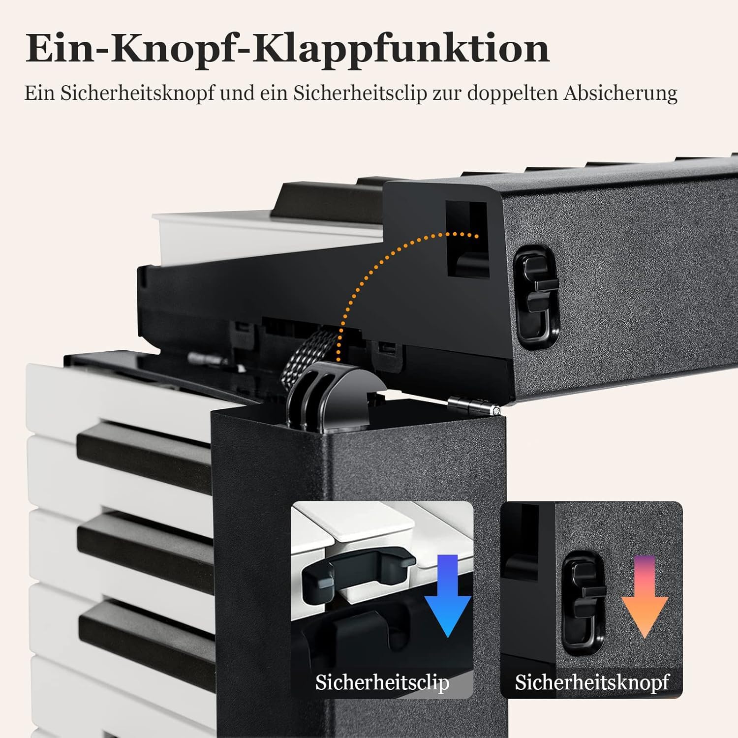 FANTASK 88 tastiere pieghevoli pianoforte elettronico tastiera digitale portatile (128 ritmi, 128 toni e 20 demo) set pianoforte digitale per bambini e adulti (nero)