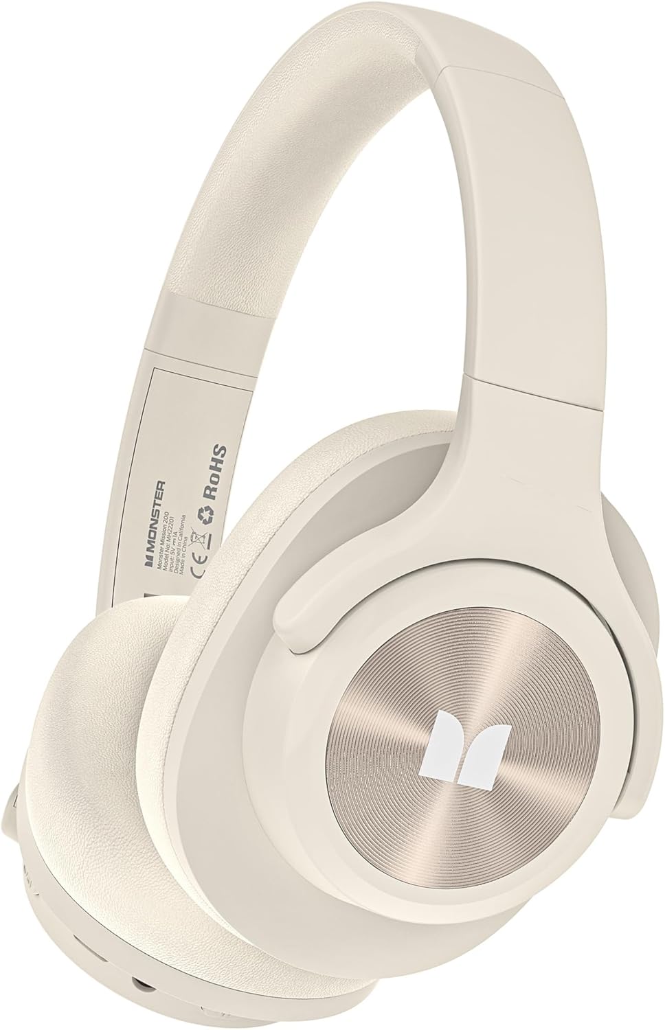 Monster Mission 200 Bluetooth Headphones, Wireless Headphones with 3 EQ Modes, Low Latency HiFi Stereo Foldable Lightweight Headset, 60H Playtime,Deep Bass for Home Office Cellphone PC Ect(White)