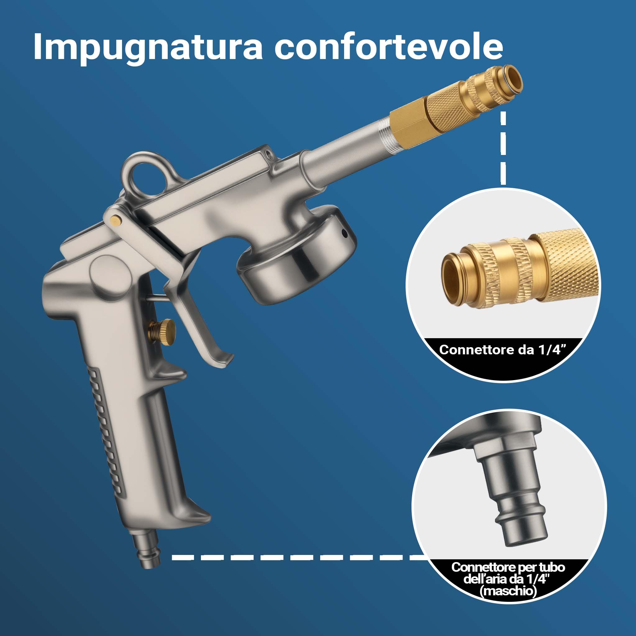 Wiltec Pistola a spruzzo 1100ml 4-6bar 1/4" Spruzzatore Erogatore per protezione scatolati auto