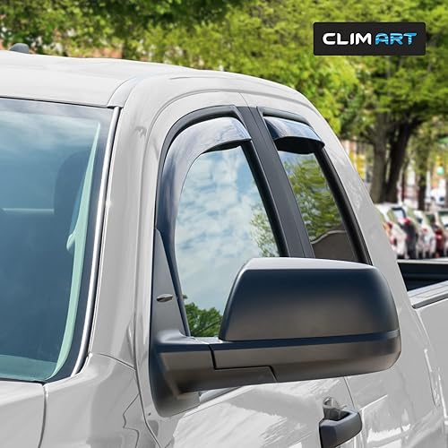 Miniatura 2 de CLIM ART Protectores de lluvia increíblemente duraderos en el canal para Toyota Tundra 2007-2021 de doble cabina, deflectores de ventana originales,