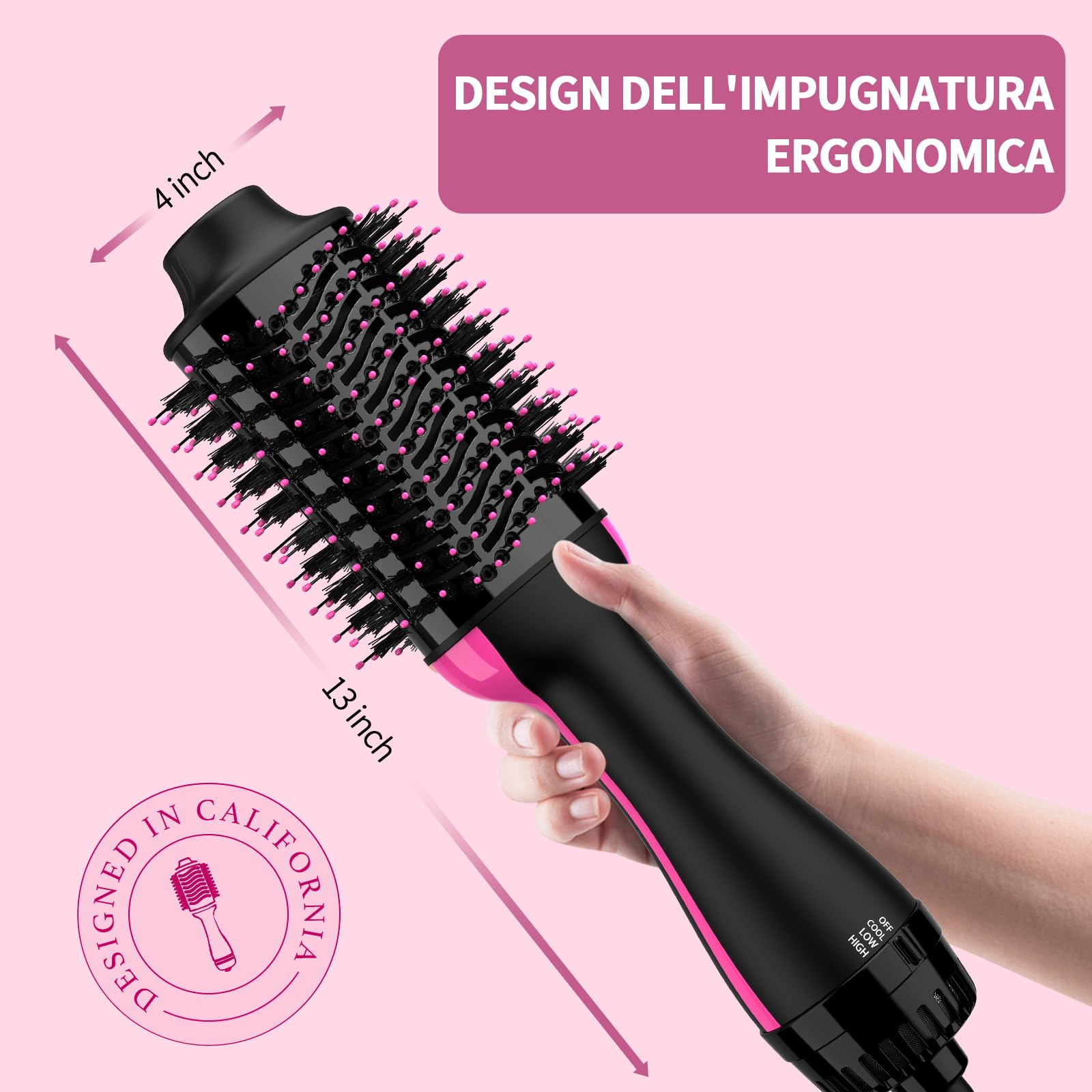 Sawop Asciugacapelli e Volumizzante in Uno, 1200W Phon Styler Con Ioni Negativi Anti-Crespo, Cilindro in Ceramica al Titanio, Spazzola Raddrizzante