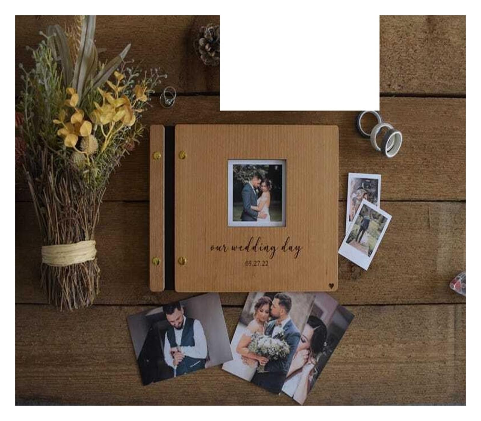 Libro Firmas Boda Álbum de Recuerdos Aniversario Madera