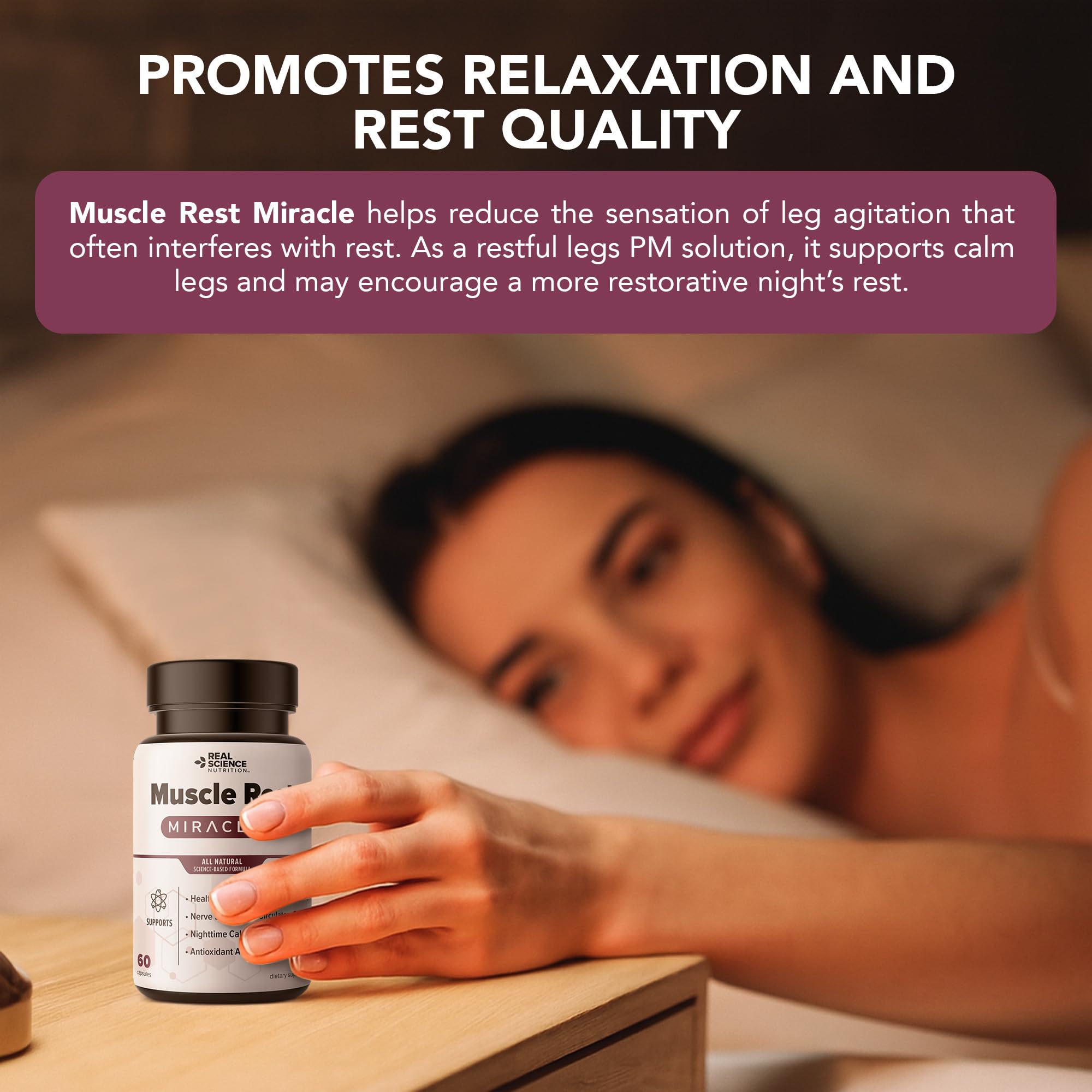 Real Science Muscle Rest – Natural Muscle Relaxer Capsules for Post-Exercise Recovery & Relaxation – with Vinitrox & GABA for Circulation, Oxygen Delivery & Nerve Support, Made in USA, 60 Capsules — Amazon image 4
