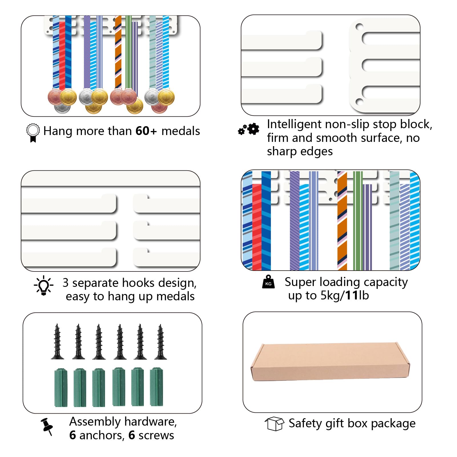 Lapetale Fashion Présentoir à Médailles De Sport Blanc Avec