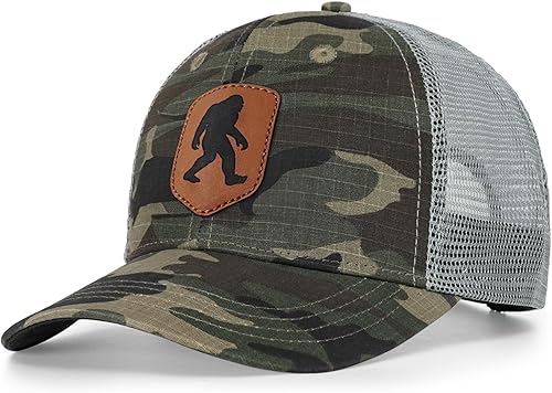 Miniatura 1 de Gorra de cuero de malla Bigfoot para hombre, gran cierre de Snapback, sombrero Sasquatch para caza y senderismo