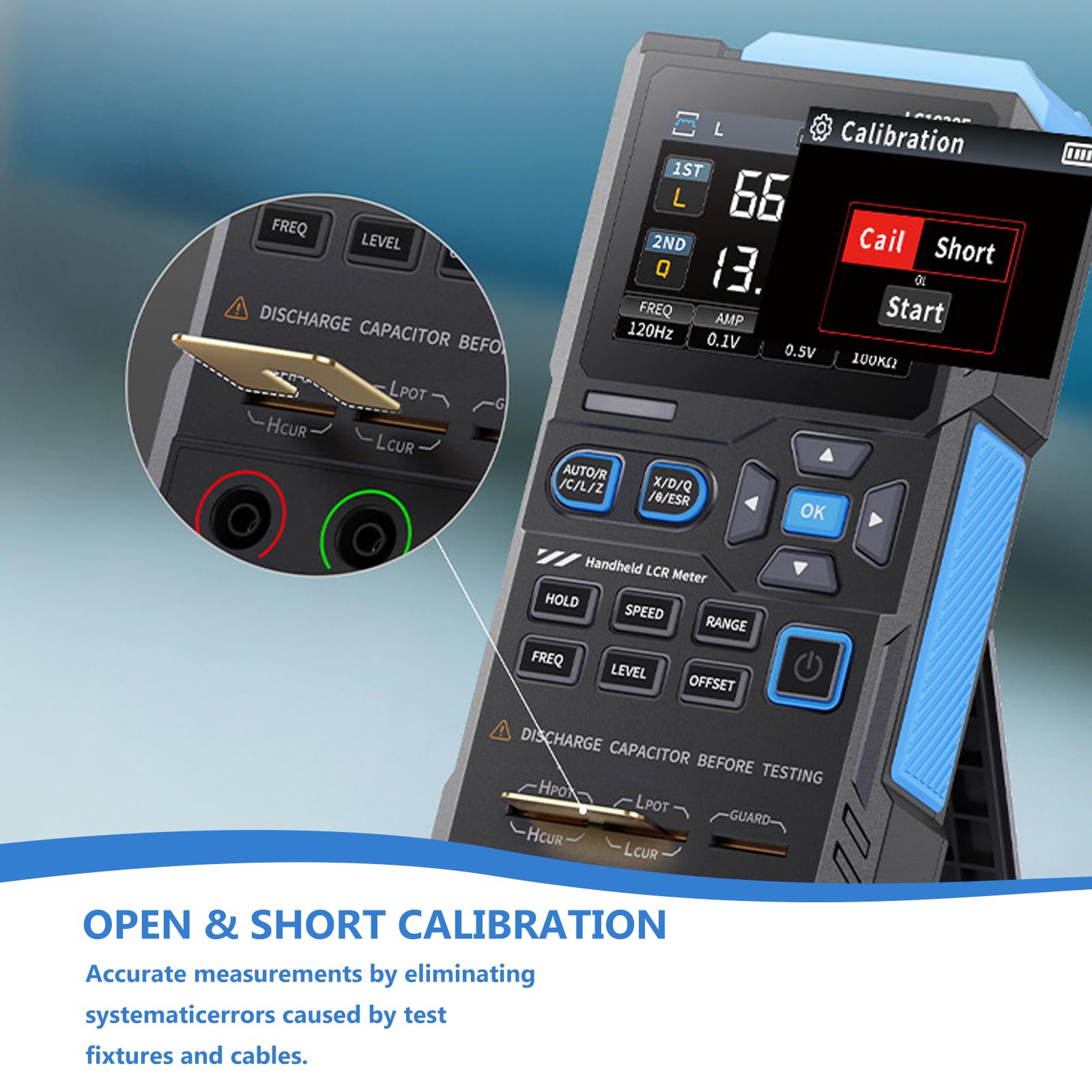 LCR Messgerät, LCR-Meter Digitalbrücke Einstellbare Frequenz 100 Hz -100 kHz Tragbarer Digitaler ESR Tester mit LCD-Display unterstützt Kapazitäts-, Widerstands- und Induktivitätsmessungen LC1020E