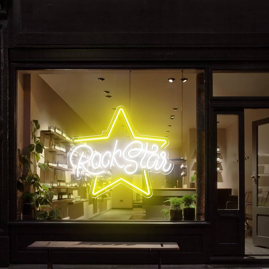 Rockstar Neon Sign for Wall Decoration, Large Music LED