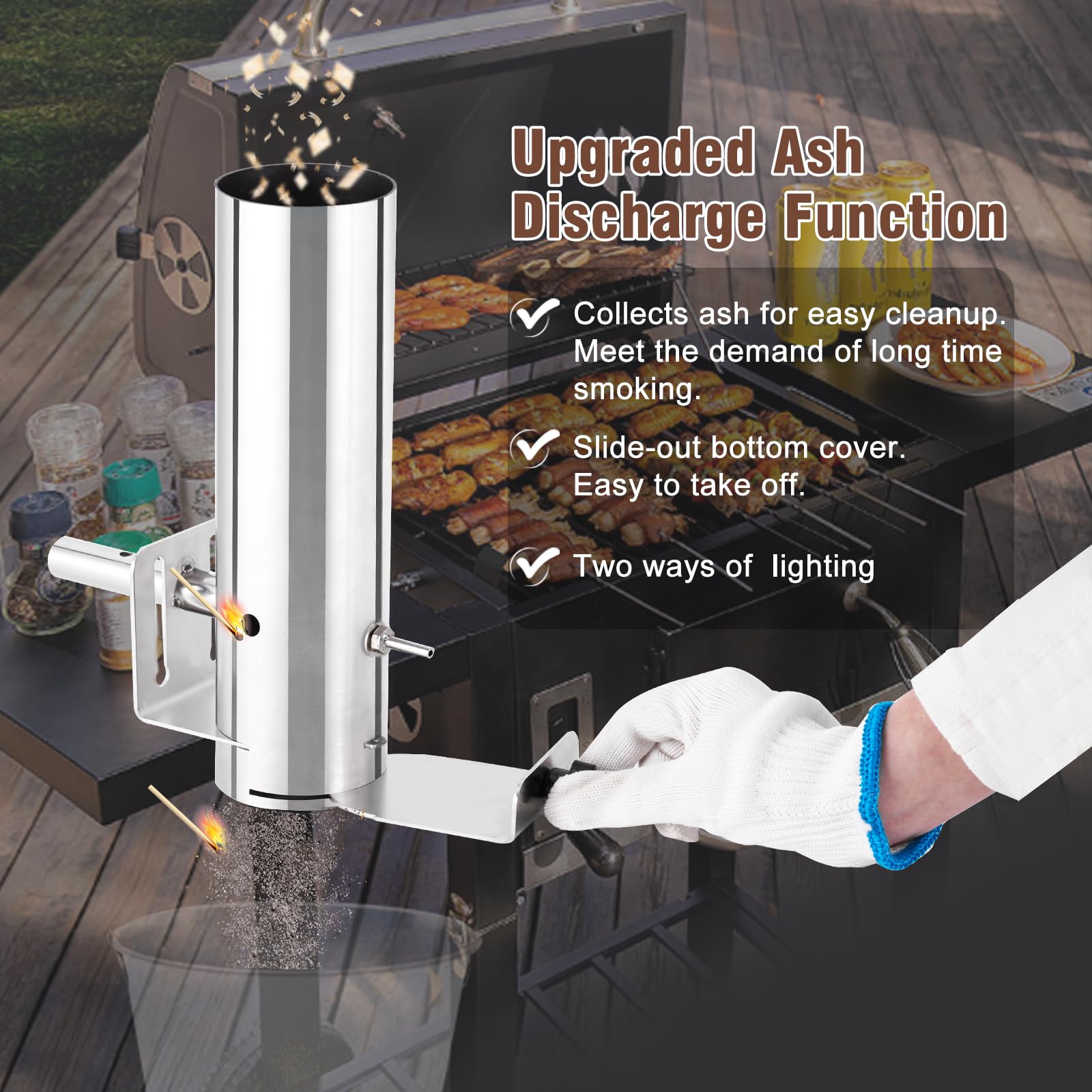 Generador de humo frío, generador de humo para exteriores, tubo de humo para ahumador de pellets, caja de ahumador frío, ahumador eléctrico portátil de acero inoxidable con bomba de aire, 4