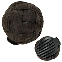 Vista 21 de IMISSU Trenzado Chignon Dancer Hair Donut Hairpieces Scrunchie Claw Hair Moño Updo para bodas y fiestas (M2 rubio ceniza)