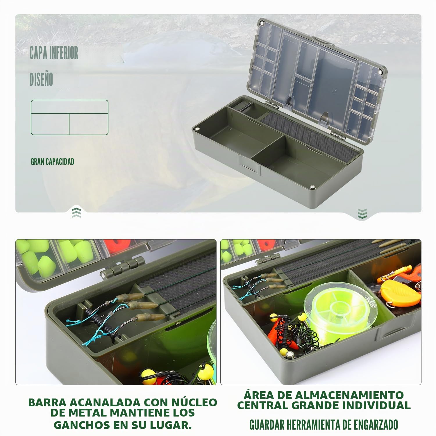 Sougayilang Caja de Aparejos de Pesca de Carpa, Cajas de Almacenamiento de Aparejos de Pesca Organizador de Alimentador Perfecto para Carpa, Organiza Ordenadamente Ganchos y Accesorios-3