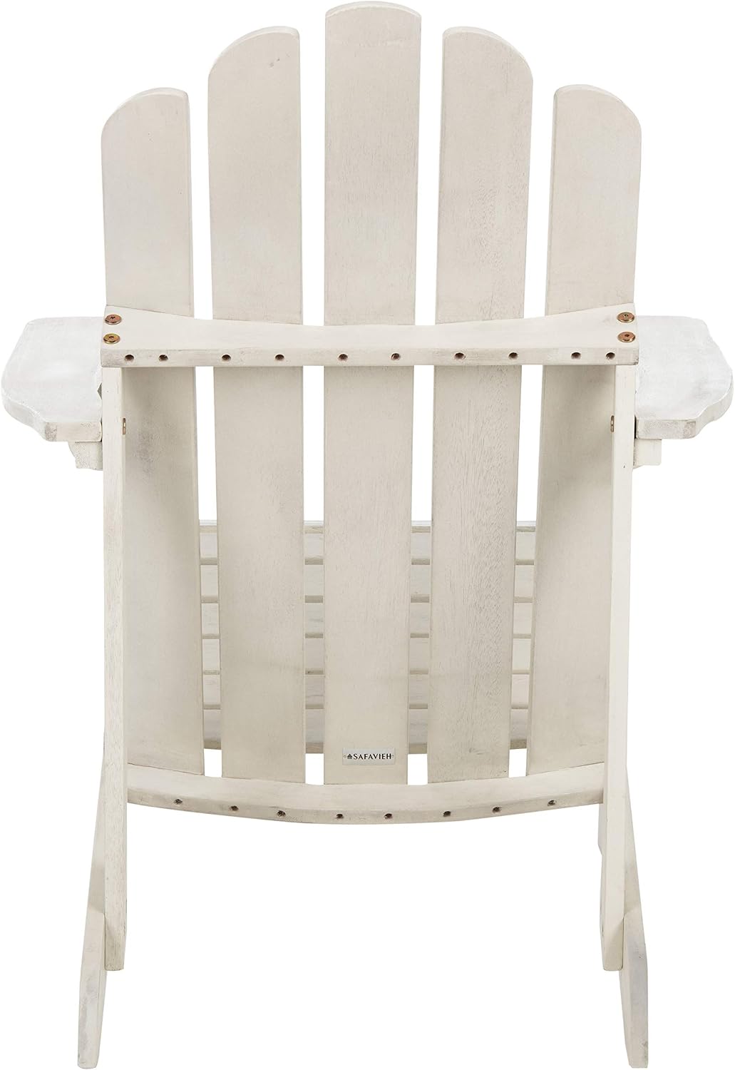 SAFAVIEH Outdoor - Topher Adirondack Chair, White Washed Solid Eucalyptus Wood Patio Chair, Classic Outdoor Seating for Deck, Patio, Backyard, 11.8” Seat Height (PAT7027C)