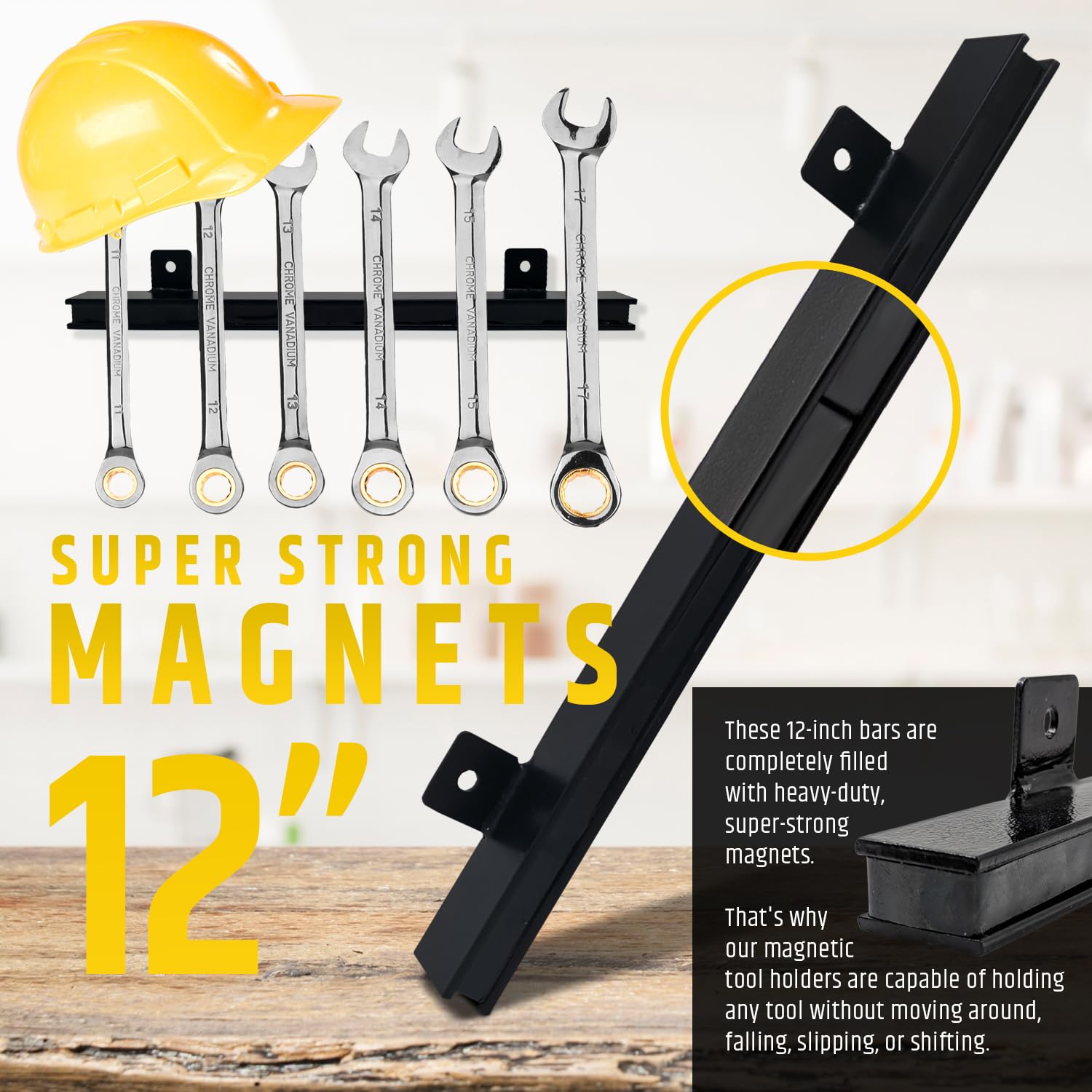 Wytrzymałe magnetyczne uchwyty narzędziowe 30 cm (4 szt. – łącznie 122 cm) – niezwykle duża magnetyczna siła ciągnąca do trzymania ciężkich narzędzi (ulepszona wersja) - profesjonalne paski