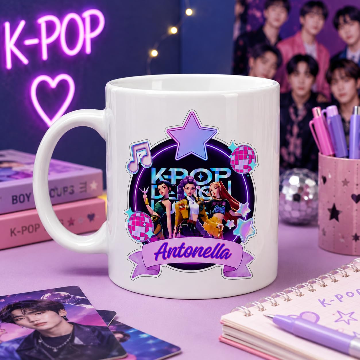 VARZI Tazza In Ceramica Personalizzabile KPop Demon Hunters Mug Bianca Idea Regalo Fan KPop