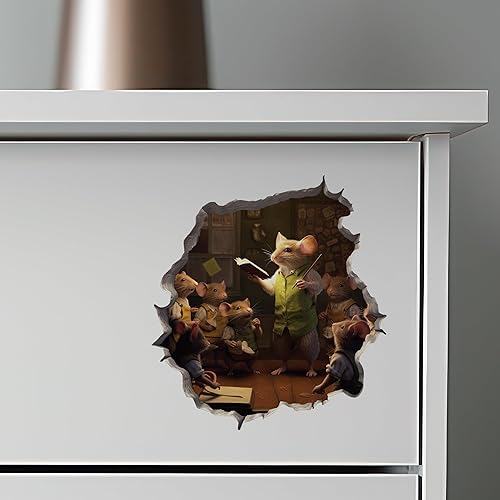Miniatura 6 de Adhesivo de pared 3D con agujero de ratón para profesor masculino