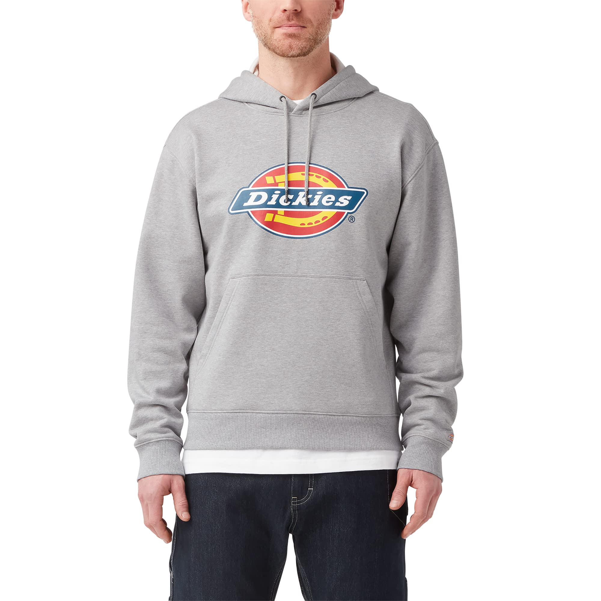 Dickies Men's Heather Gray Tricolor Dwr Pullover Fleece Hooded Sweatshirt, S