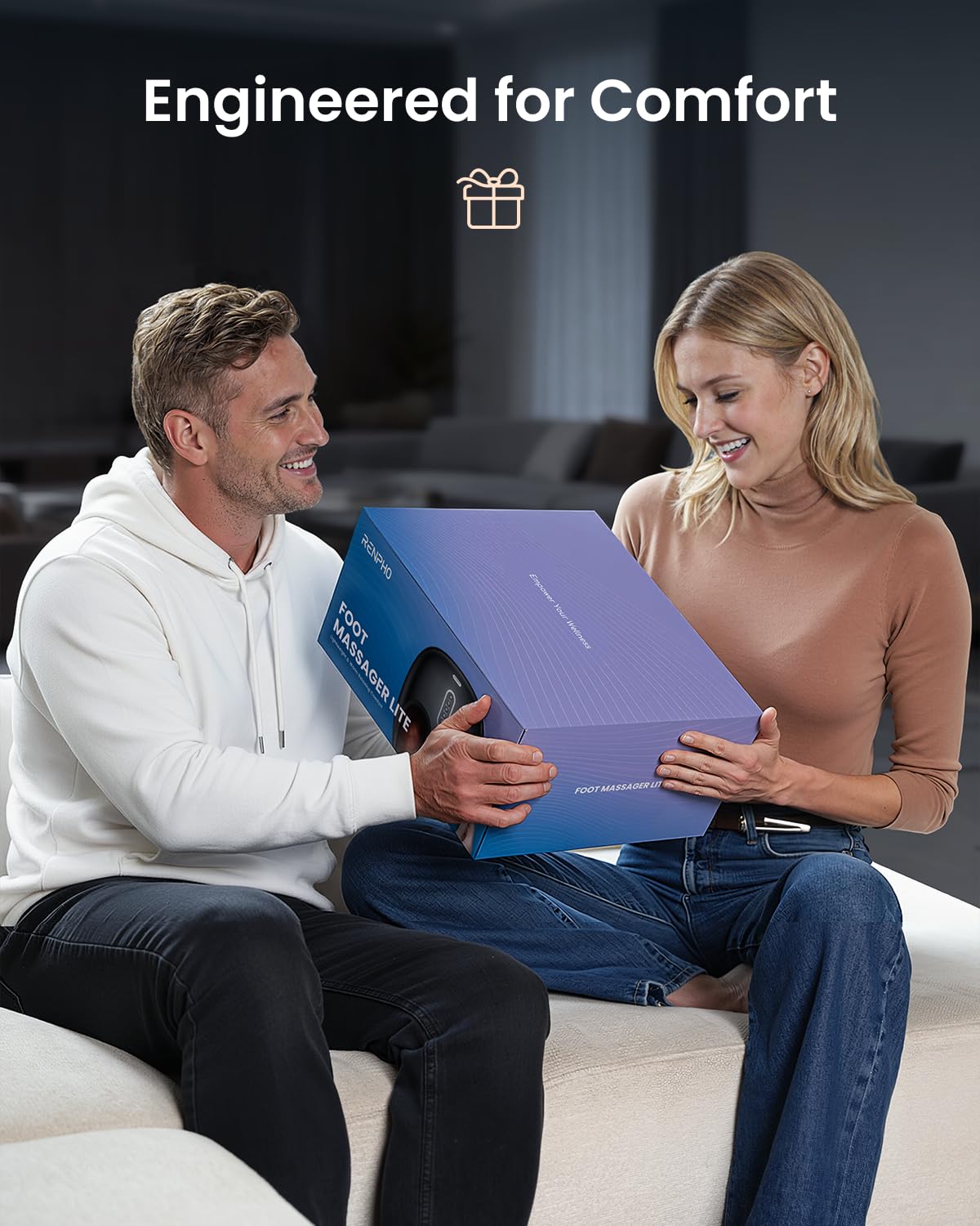 RENPHO Appareil de massage des pieds avec chaleur Nouvelle version 2026, Shiatsu massage des pieds, 3 modes et niveaux de compression d’air, cadeaux pour femmes et hommes,jusqu’à la pointure 46
