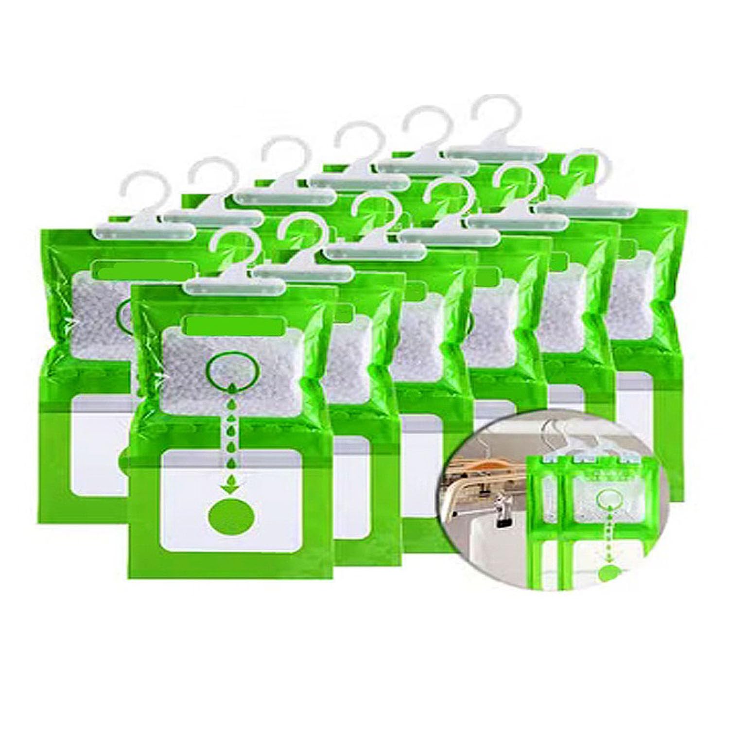 C&C Home12 Pieces Multipurpose Hygroscopic Anti-Mold Deodorizing Moisture proof Desiccant Dehumidification Hanging Bags.