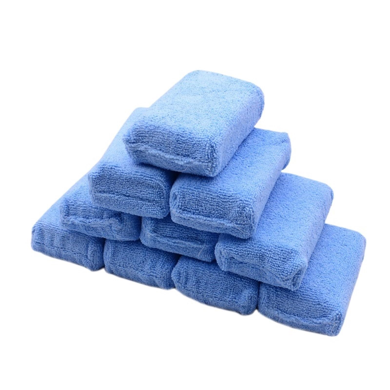10PCS Car Paint Care Microfiber Applicators Sponges Cloths Microfibre Wax Polishing Detailing Wash Blue