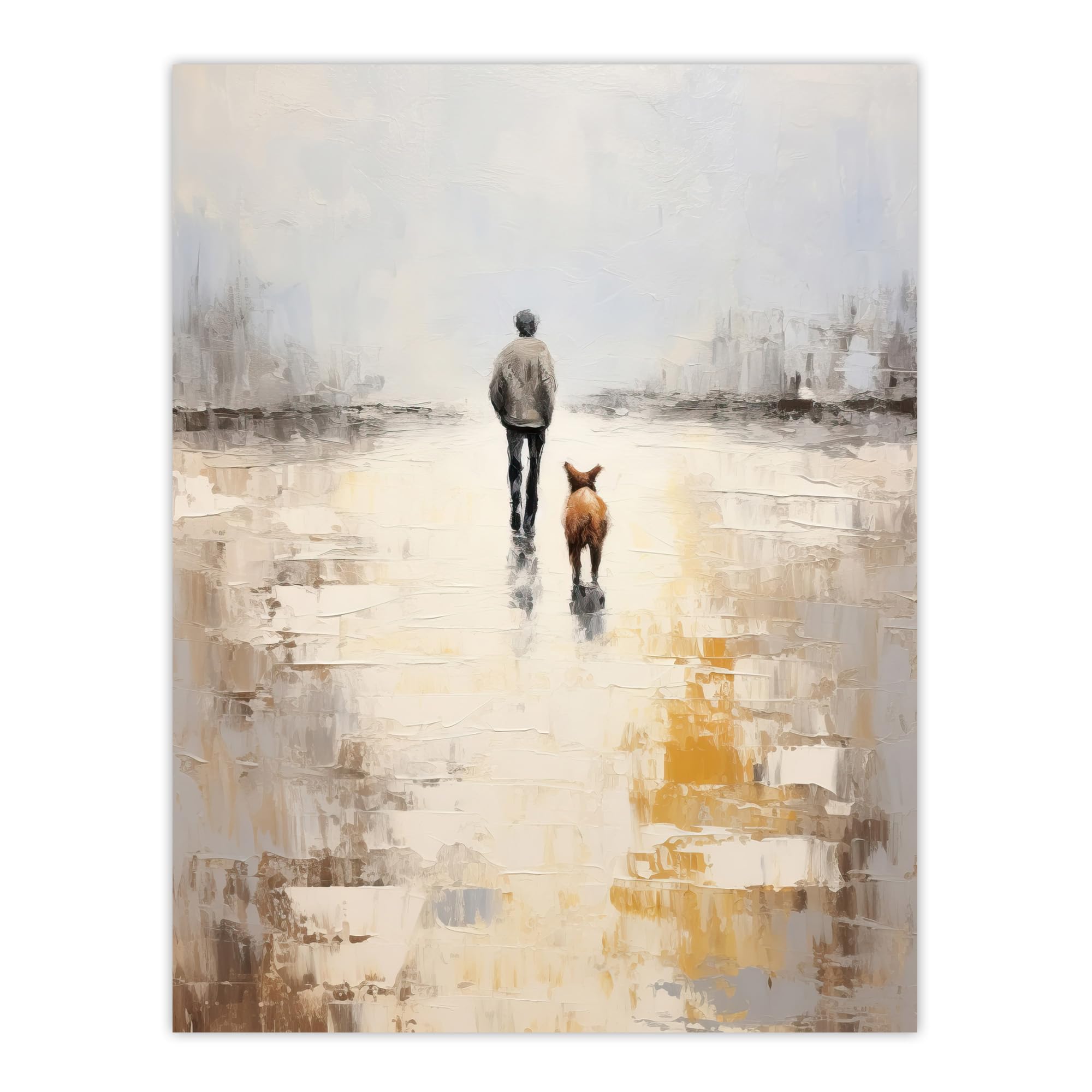 Wee Blue Coo Dog Walkers Dream Simple Calm Neutral Extra Large XL Wall Art Poster Print