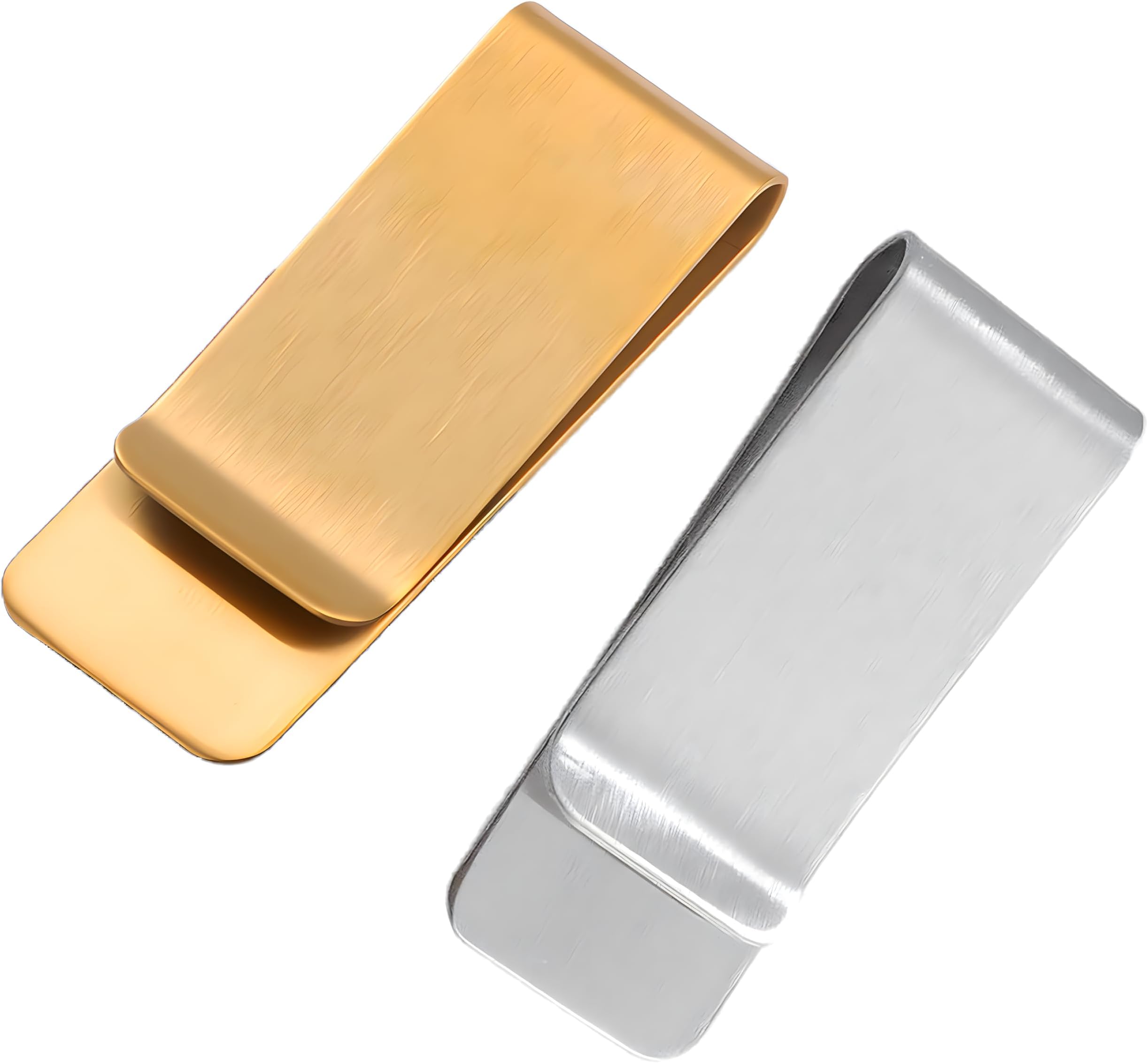 YOFANSmall Men's Slim Money Clip, Stainless Steel Credit Business Card Holder, Pocket Cash Wallet, 2-Inch, Silver and Golden, Stainless Steel Money Clip