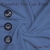 Vista 10 de Carressa Linen Pure Cotton, Luxury Twin Size Soft White Blanket Herringbone Pattern, Lightweight, Soft & Cozy Premium Fall Bed Throw Blanket for All