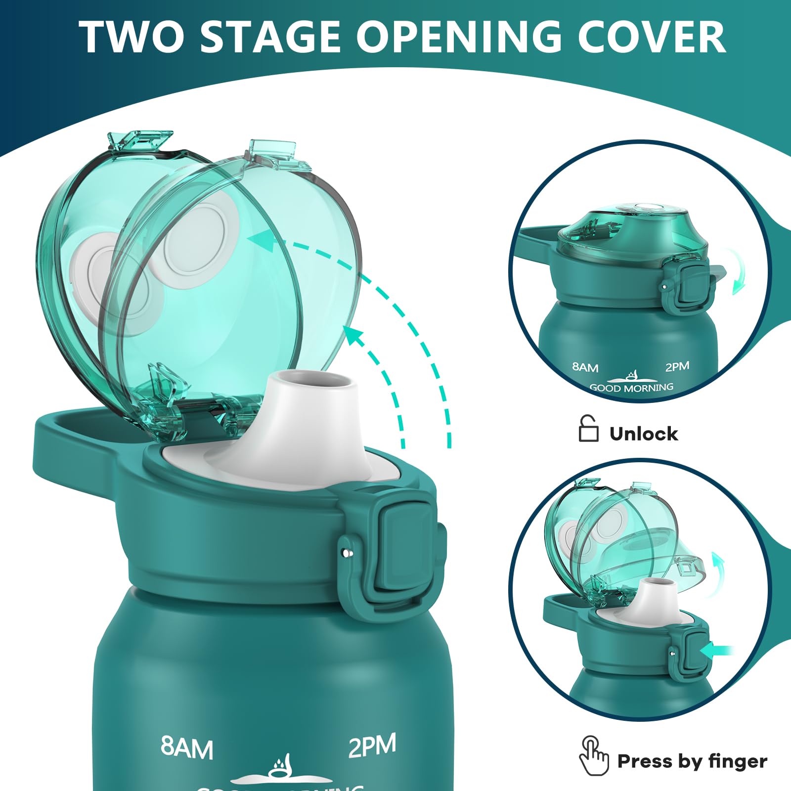 SLUXKE Borraccia da 500 ml in acciaio inox 18/10 con tappo a prova di perdite e impugnatura, borraccia termica per bevande calde e gassate, blu